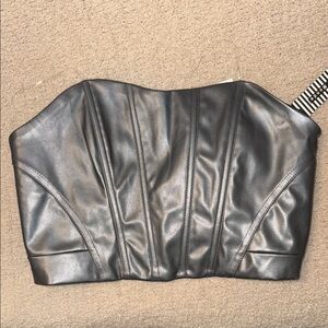 Gray/Silver Faux Leather Bustier Top